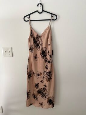 NWT Express Floral Slip Midi Dress in Blush